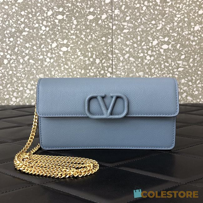 Valentino Garavani Mini Vlogo Crossbody Bag In Blue WP0S9 Size 20x5.5x10cm - 1