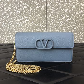 Valentino Garavani Mini Vlogo Crossbody Bag In Blue WP0S9 Size 20x5.5x10cm
