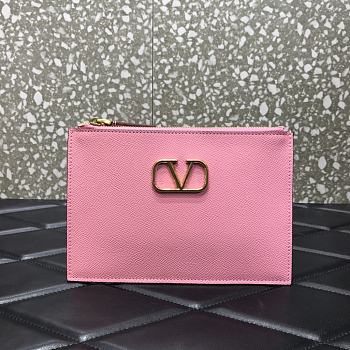 Valentino Garavani VLogo Wallet In Pink Size 19x13x3cm