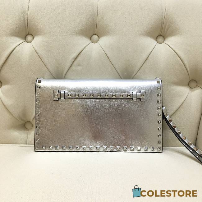 Valentino Garavani Rockstub Clutch In Silver WP026 28cm - 1