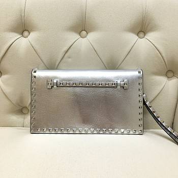 Valentino Garavani Rockstub Clutch In Silver WP026 28cm