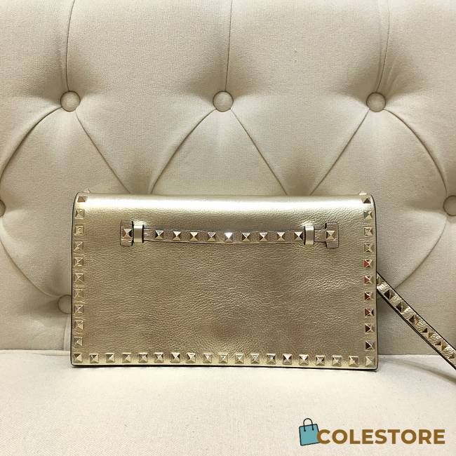 Valentino Garavani Rockstub Clutch In Light Gold WP026 28cm - 1