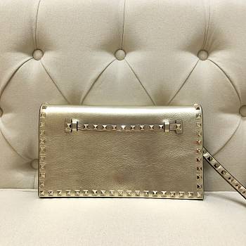 Valentino Garavani Rockstub Clutch In Light Gold WP026 28cm