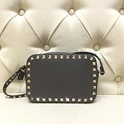 Valentino Camera Bag Plain Weave Calfskin In Dark Grey Size 18x6x12cm - 1