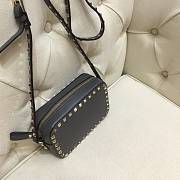Valentino Camera Bag Plain Weave Calfskin In Dark Grey Size 18x6x12cm - 6