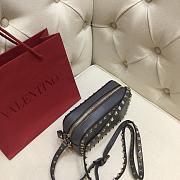 Valentino Camera Bag Plain Weave Calfskin In Dark Grey Size 18x6x12cm - 4