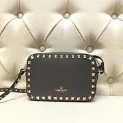Valentino Camera Bag Plain Weave Calfskin In Dark Grey Size 18x6x12cm - 2