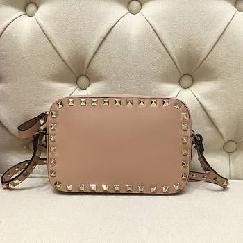 Valentino Camera Bag Plain Weave Calfskin In Beige Size 18x6x12cm