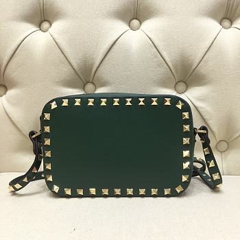 Valentino Camera Bag Plain Weave Calfskin In Green Size 18x6x12cm
