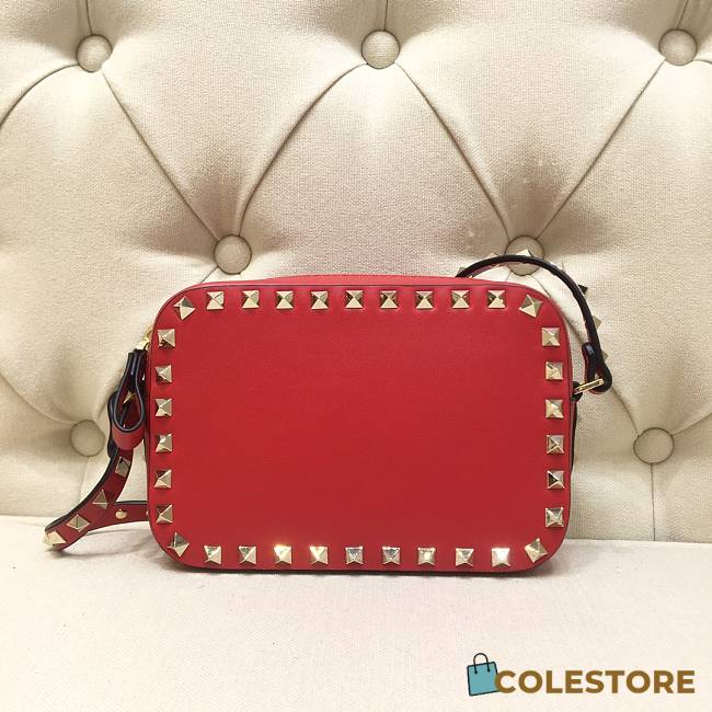 Valentino Camera Bag Plain Weave Calfskin In Red Size 18x6x12cm - 1