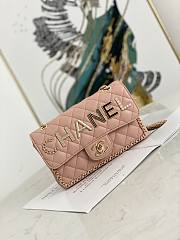 Chanel Medium Iconic Flap Bag Logo In Pink 9913 Size 23x14x7cm  - 1