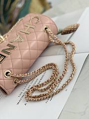 Chanel Medium Iconic Flap Bag Logo In Pink 9913 Size 23x14x7cm  - 4
