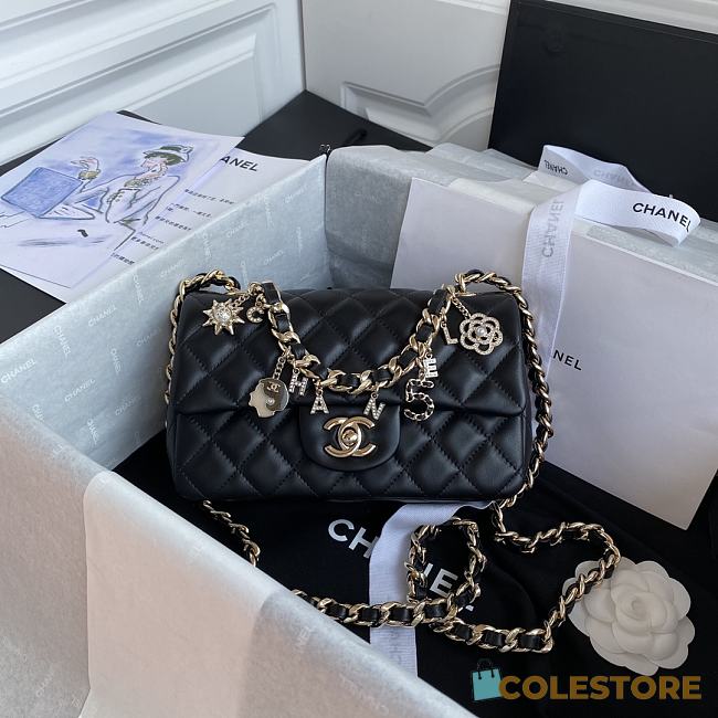 Chanel Classic Dinamond Flap Bag In Black AS2326 Size: 20x12x6cm. - 1