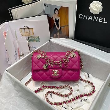 Chanel Classic Dinamond Flap Bag In Pink AS2326 Size: 20x12x6cm.