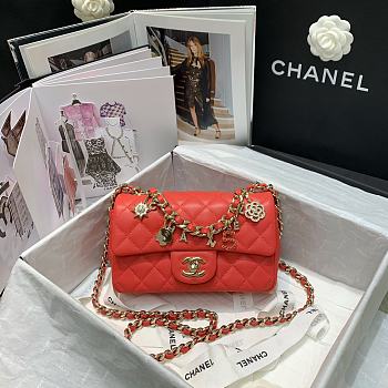 Chanel Classic Dinamond Flap Bag In Orangge AS2326 Size: 20x12x6cm.