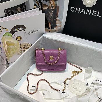 Chanel Retro Flap Button Bag In Purple 81016 Size 13.5x9x4cm