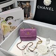 Chanel Retro Flap Button Bag In Purple 81016 Size 13.5x9x4cm - 4