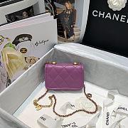 Chanel Retro Flap Button Bag In Purple 81016 Size 13.5x9x4cm - 3