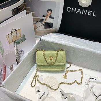 Chanel Retro Flap Button Bag In Light Green 81016 Size 13.5x9x4cm