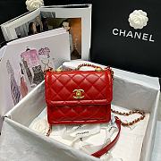 Chanel Retro Flap Button Bag In Red AS2054 Size 19x16x6.5cm - 3