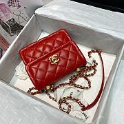Chanel Retro Flap Button Bag In Red AS2054 Size 19x16x6.5cm - 4