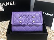 Chanel CC Fiigree Wallet In Purple A84448 Size 15cm - 4