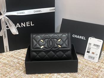 Chanel CC Fiigree Wallet In Black A84448 Size 15cm