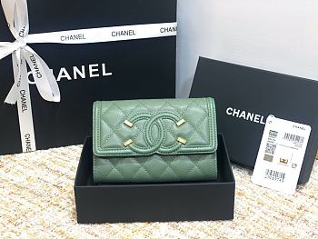 Chanel CC Fiigree Wallet In Light Green A84448 Size 15cm
