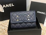 Chanel CC Fiigree Wallet In Dark Blue A84448 Size 15cm - 4