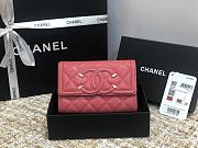 Chanel CC Fiigree Wallet In Red A84448 Size 15cm - 1