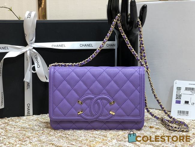Chanel CC Filigree Chain Wallet Shoulder Bag 19.5cm - 1