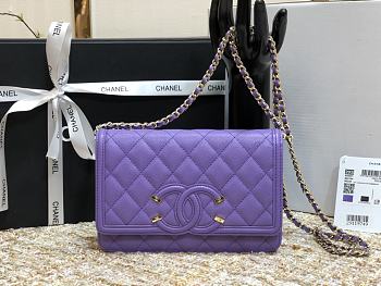 Chanel CC Filigree Chain Wallet Shoulder Bag 19.5cm