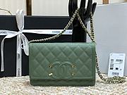 Chanel CC Filigree Chain Wallet Shoulder Bag In Green 19.5cm - 1