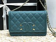 Chanel CC Filigree Chain Wallet Shoulder Bag In Blue 19.5cm - 2