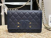 Chanel CC Filigree Chain Wallet Shoulder Bag In Dark Blue 19.5cm - 3