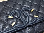 Chanel CC Filigree Chain Wallet Shoulder Bag In Dark Blue 19.5cm - 6