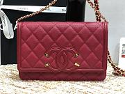 Chanel CC Filigree Chain Wallet Shoulder Bag In Bordeaus Red 19.5cm - 2