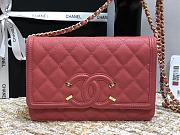 Chanel CC Filigree Chain Wallet Shoulder Bag In Red 19.5cm - 5