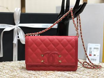Chanel CC Filigree Chain Wallet Shoulder Bag In Rose 19.5cm