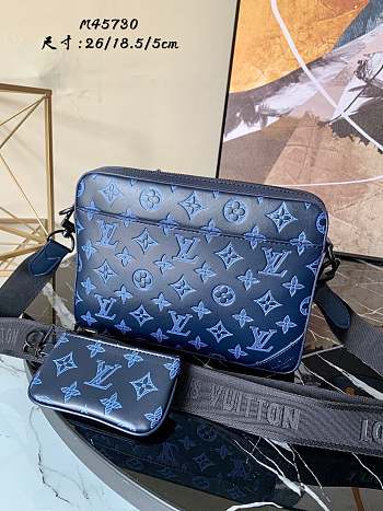 Louis Vuitton Duo Messenger Monogram Shadow In Blue 26cm