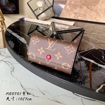 Louis Vuitton Multicles 6 Key Holder Monogram Red Button M60701 Size 10x7cm