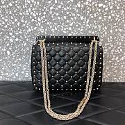 Valentino Small Rockstud Spike Quilted Bag In Black WB0122 Size 23x16x6.5cm - 4