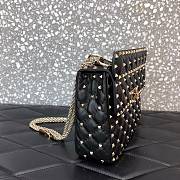 Valentino Small Rockstud Spike Quilted Bag In Black WB0122 Size 23x16x6.5cm - 3