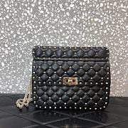 Valentino Small Rockstud Spike Quilted Bag In Black WB0122 Size 23x16x6.5cm - 2