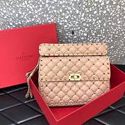 Valentino Small Rockstud Spike Quilted Bag In Pink WB0122 Size 23x16x6.5cm - 1