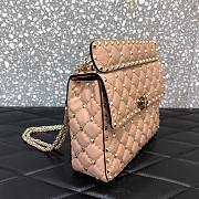 Valentino Small Rockstud Spike Quilted Bag In Pink WB0122 Size 23x16x6.5cm - 6