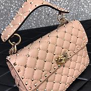 Valentino Small Rockstud Spike Quilted Bag In Pink WB0122 Size 23x16x6.5cm - 4