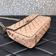 Valentino Small Rockstud Spike Quilted Bag In Pink WB0122 Size 23x16x6.5cm - 5