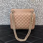 Valentino Small Rockstud Spike Quilted Bag In Pink WB0122 Size 23x16x6.5cm - 3