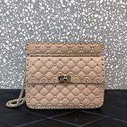 Valentino Small Rockstud Spike Quilted Bag In Pink WB0122 Size 23x16x6.5cm - 2